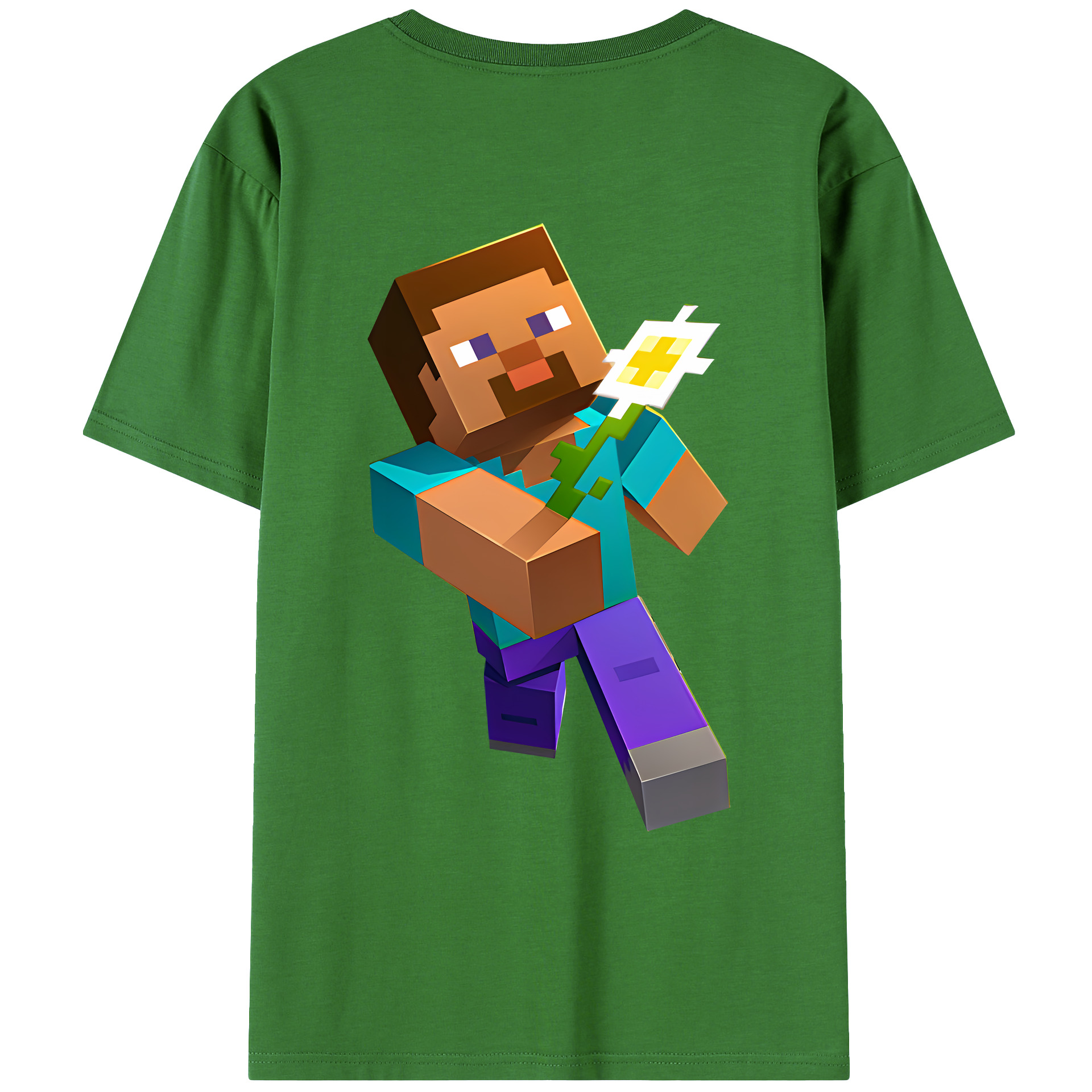 （画像用） マインクラフト ブロックの世界 Minecraft MC Block world レディース半袖Tシャツ(バックプリント)
